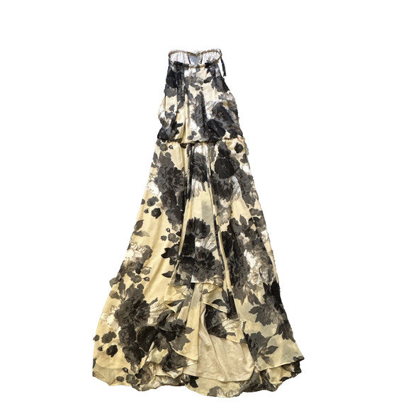 NWT ELIZA J Floral Print Halter Chiffon Maxi Dress Gold Chain Collar NO SASH 24W - Picture 6 of 11